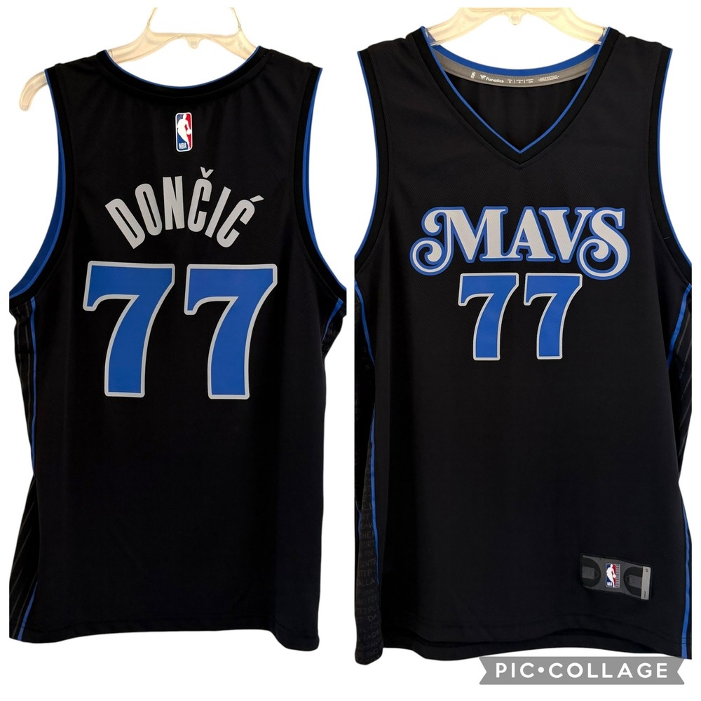 Luka Doncic Dallas Mavericks Fanatics Jersey Black Blue 77 Mens Small NBA